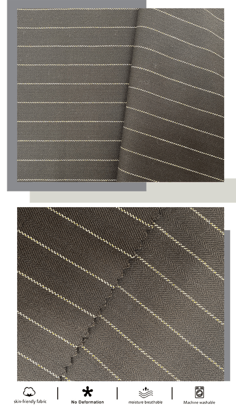 Hangzhou Kangman Textile Co., Ltd.Polyester Rayon Stripe Fabric for Suit Jacket Tourser