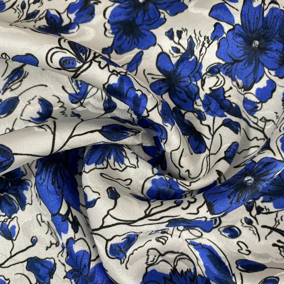 Hangzhou Kangman Textile Co., Ltd.Stretch Printed Silk Crepe Jacquard Fabric